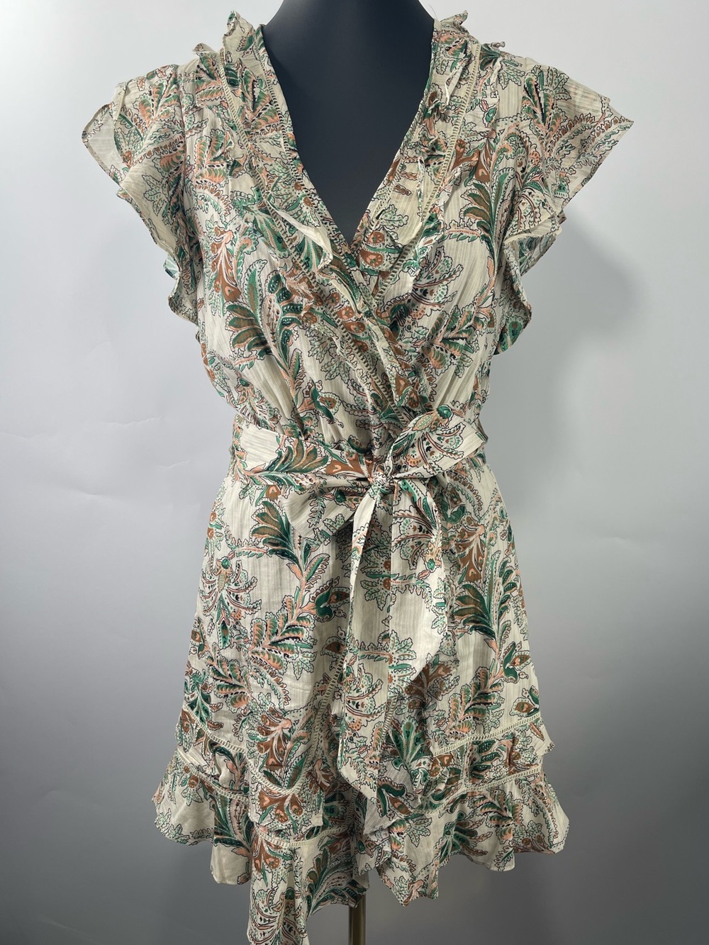 VERONICA BEARD Itzel Belted Floral Wrap Mini Size 6  Whimsical Dress